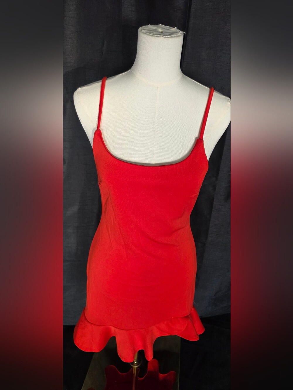 Revamped Red Ruffle-Hem Dress
